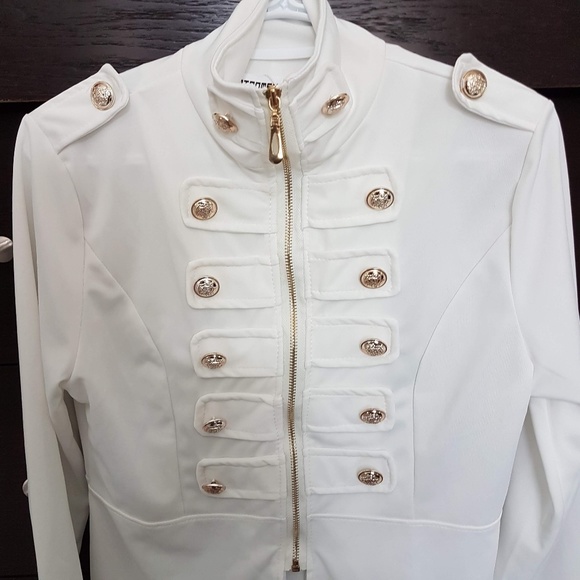 Sheer Off White Jacket Blazer Blouse Top Zipup Lar - Picture 3 of 5